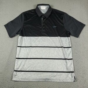 Greg Norman Polo Shirt Mens Size Large Black Gray Golf Casual Short Sleeve